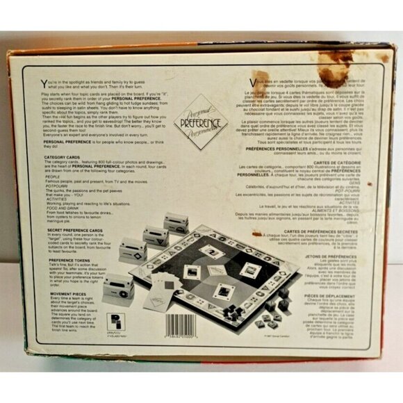 VTG 1987 Personal Preference Board Game NEW unused sealed Game pieces open box - Picture 7 of 7